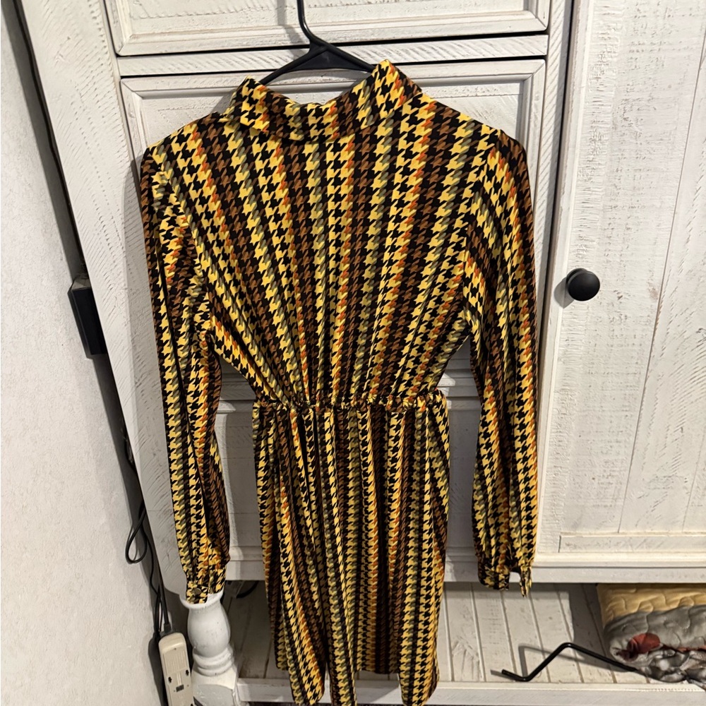 Stylish Houndstooth Pattern Dress - image 3